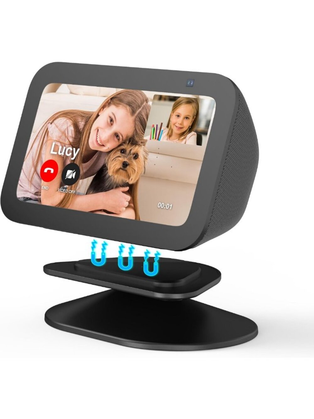 Adjustable Tilt Stand for Echo Show 5 & Smartphones - Sleek Black Design
